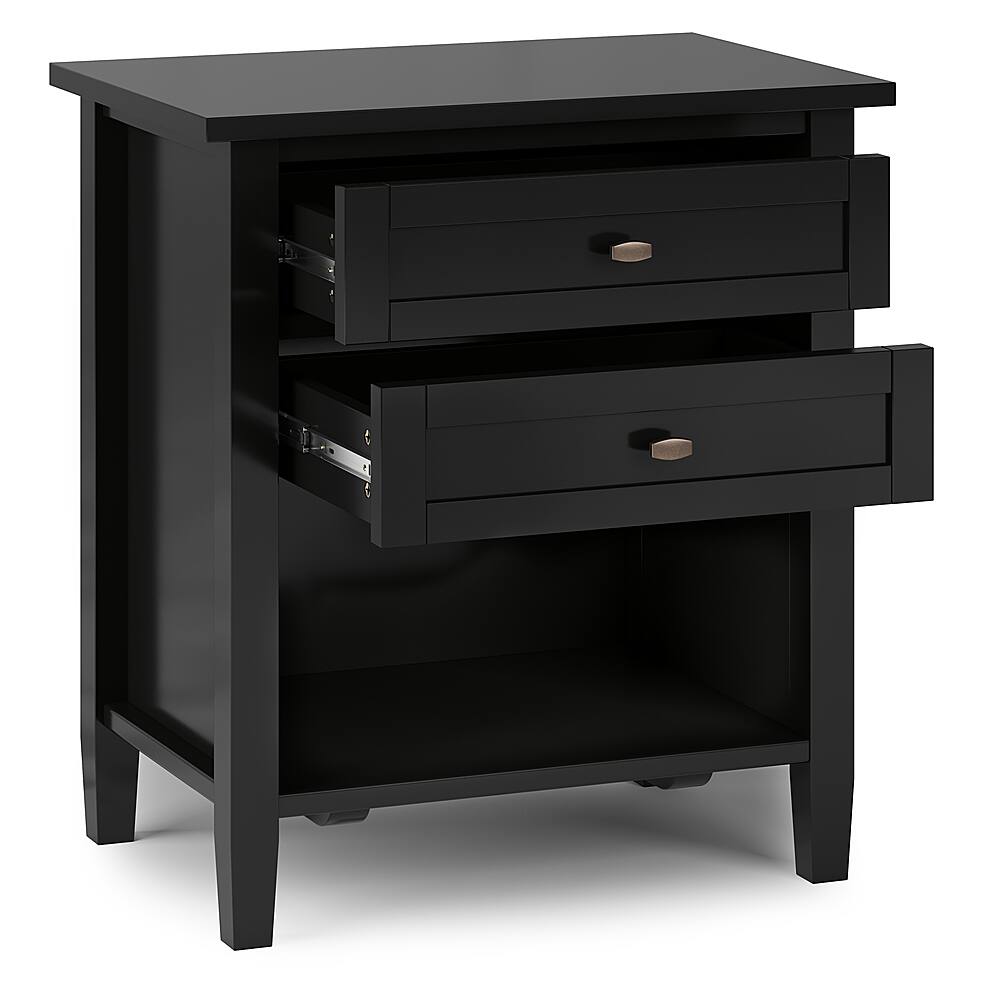 Left. Simpli Home - Warm shaker solid wood 24 inch wide transitional bedside nightstand table - Black.