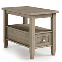 Simpli Home - Warm Shaker SOLID WOOD 14 inch Wide Rectangle Transitional Narrow Side Table in - Distressed Grey - Front_Zoom