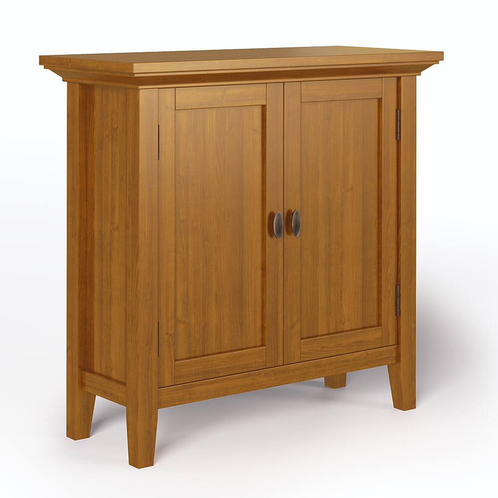 Angle. Simpli Home - Redmond SOLID WOOD 32 inch Wide Transitional Low Storage Cabinet in Light Golden Brown - Light Golden Brown.