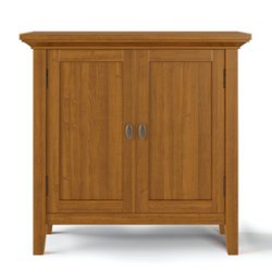 Simpli Home - Redmond SOLID WOOD 32 inch Wide Transitional Low Storage Cabinet in - Light Golden Brown - Front_Zoom