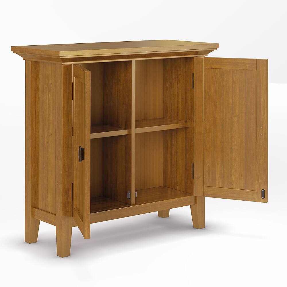 Left. Simpli Home - Redmond SOLID WOOD 32 inch Wide Transitional Low Storage Cabinet in Light Golden Brown - Light Golden Brown.