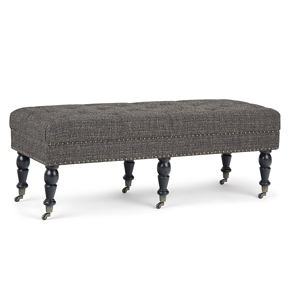 Angle View: Simpli Home - Henley 49 inch Wide Traditional Rectangle Tufted Ottoman Bench - Ebony