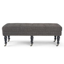 Simpli Home - Henley 49 inch Wide Traditional Rectangle Tufted Ottoman Bench - Ebony - Front_Zoom