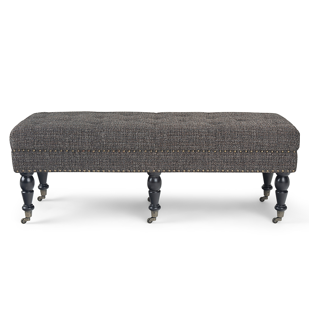 Left View: Simpli Home - Henley 49 inch Wide Traditional Rectangle Tufted Ottoman Bench - Ebony