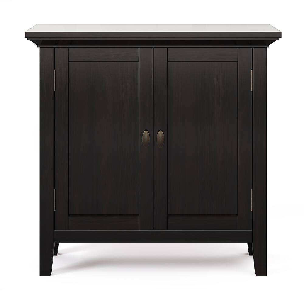 Front. Simpli Home - Redmond SOLID WOOD 32 inch Wide Transitional Low Storage Cabinet in Hickory Brown - Hickory Brown.
