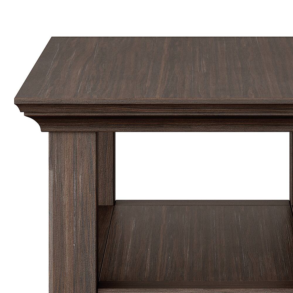 Left View: Simpli Home - Acadian SOLID WOOD 14 inch Wide Rectangle Transitional Narrow Side Table in - Farmhouse Brown