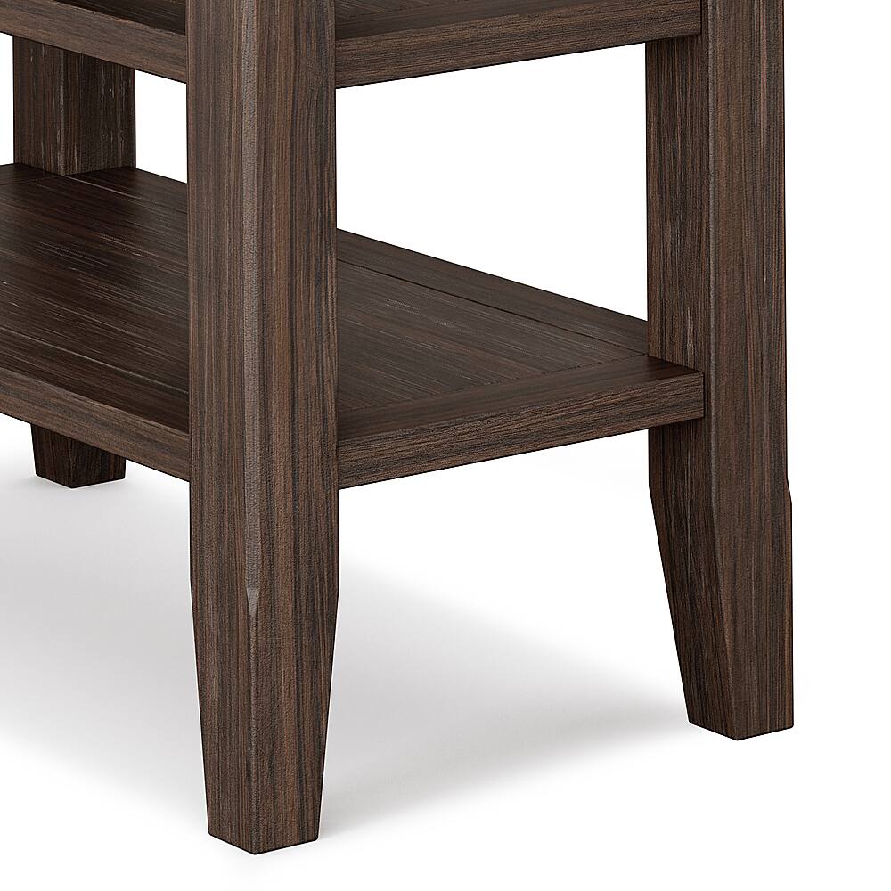 Alt View 14. Simpli Home - Acadian SOLID WOOD 14 inch Wide Rectangle Transitional Narrow Side Table in Farmhouse Brown - Farmhouse Brown.