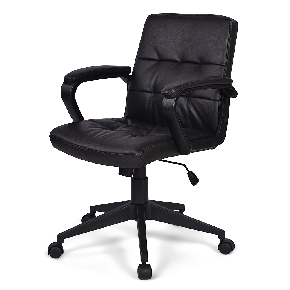 Left View: Simpli Home - Brewer Swivel Office Chair - Distressed Black