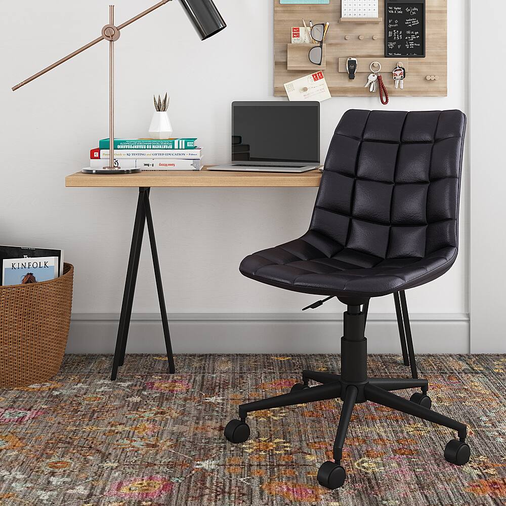 Alt View 12. Simpli Home - Chambers Swivel Office Chair - Distressed Black.