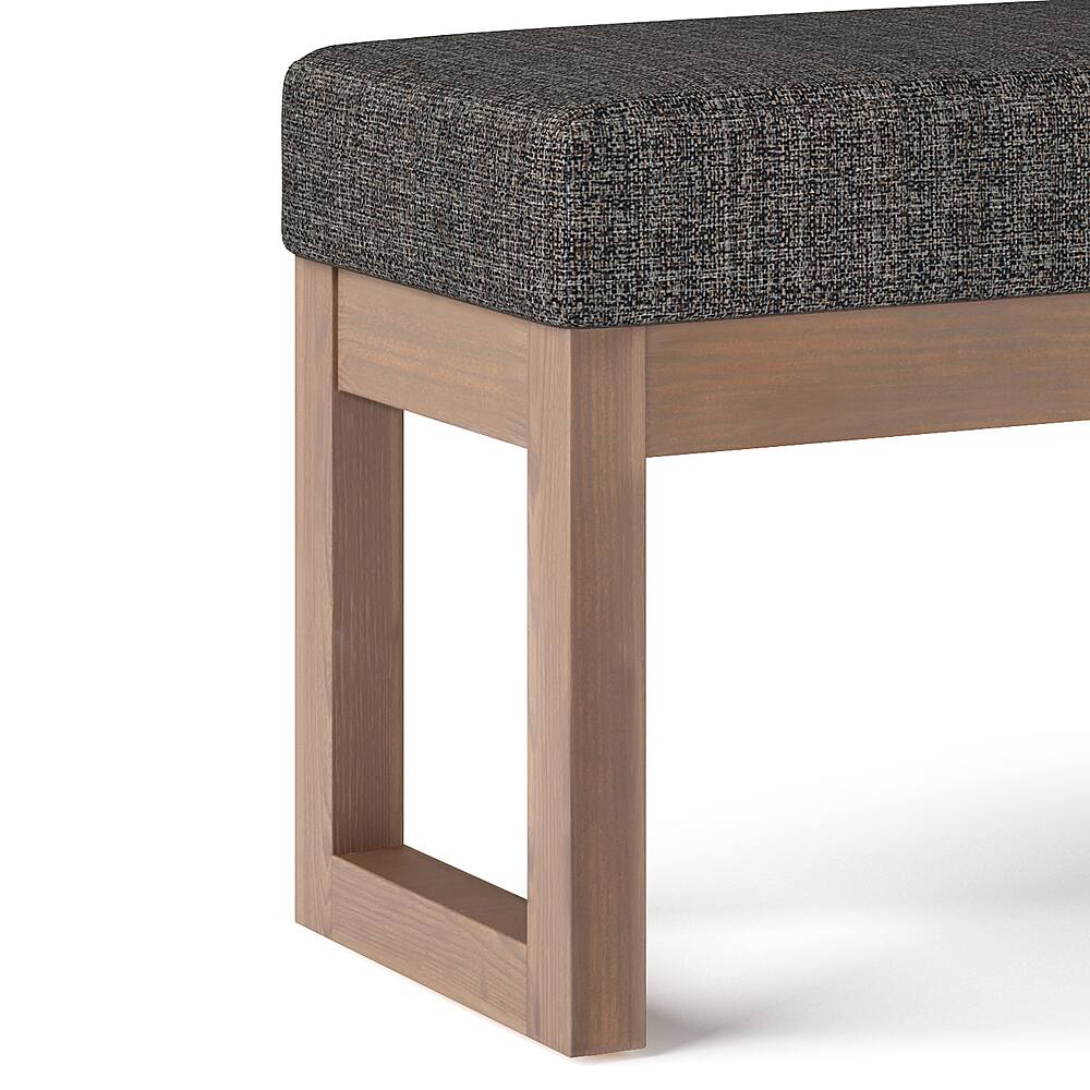 SIMPLIHOME Milltown Ottoman Bench 27" Wide - Grey Tweed Footstool For Living Room Or Bedroom - View #3