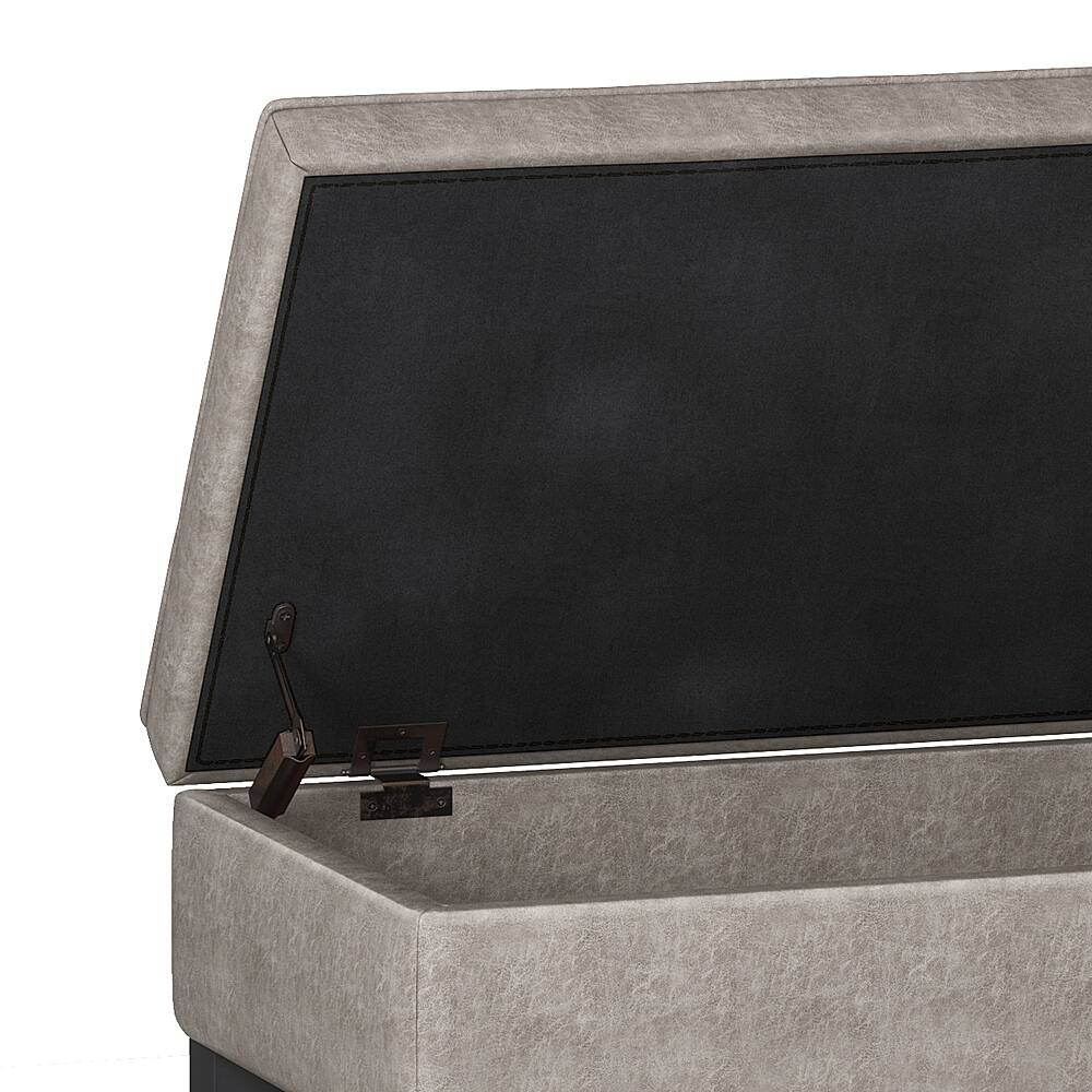 Alt View 14. Simpli Home - Cosmopolitan 44 inch Wide Traditional Rectangle Storage Ottoman Bench with Open Bottom - Distressed Grey Taupe.