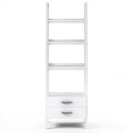 Simpli Home - Sawhorse SOLID WOOD 72 inch x 24 inch Modern Industrial Ladder Shelf with Storage - White