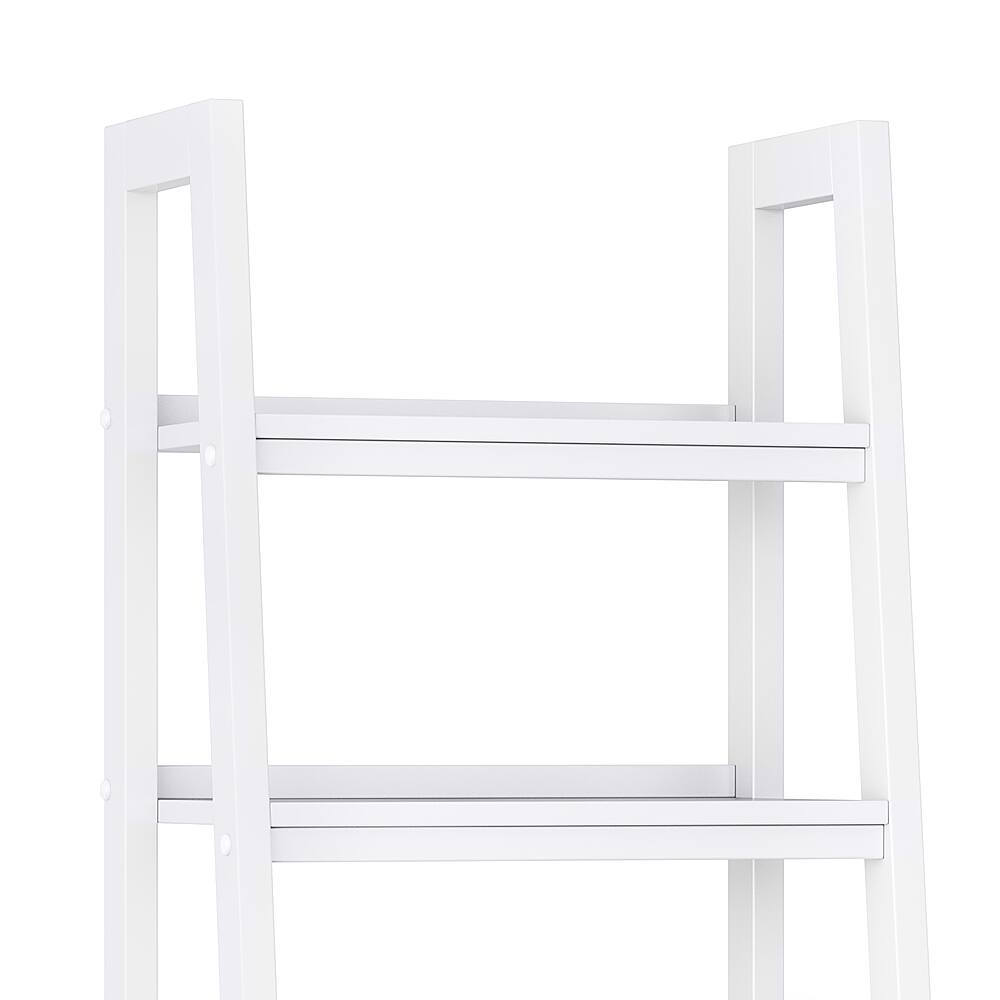 Alt View 13. Simpli Home - Sawhorse SOLID WOOD 72 inch x 24 inch Modern Industrial Ladder Shelf with Storage in White - White.