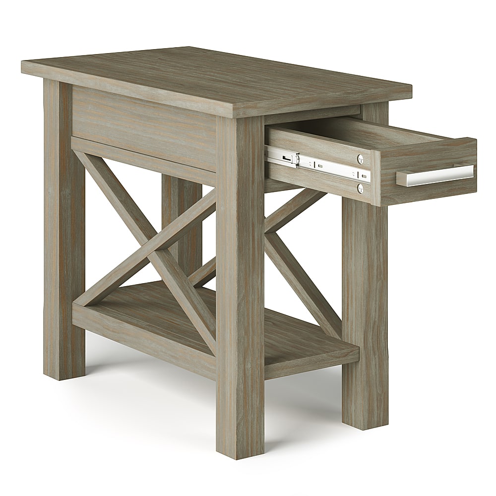 Left View: Simpli Home - Kitchener Narrow Side Table - Distressed Grey