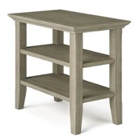 Simpli Home - Acadian SOLID WOOD 14 inch Wide Rectangle Transitional Narrow Side Table in - Distressed Grey - Front_Zoom