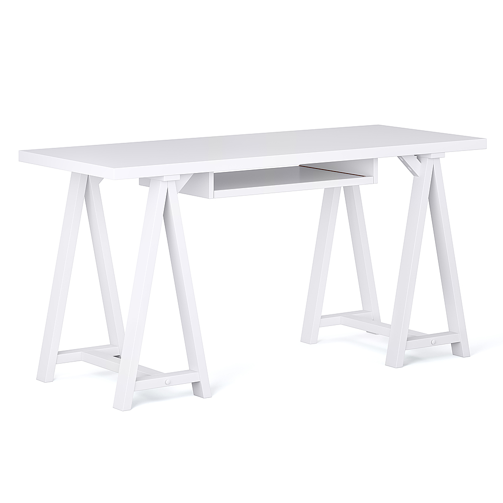 Angle View: Simpli Home - Sawhorse SOLID WOOD Modern Industrial 60 inch Wide Writing Office Desk in - White