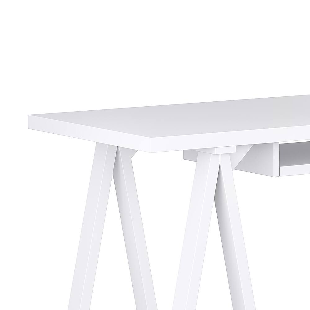 Alt View 12. Simpli Home - Sawhorse SOLID WOOD Modern Industrial 60 inch Wide Writing Office Desk in White - White.