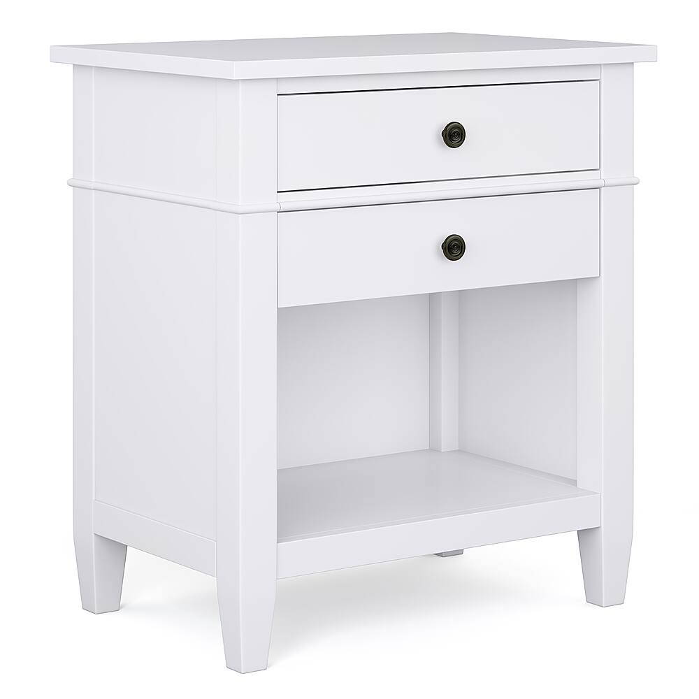 Angle. Simpli Home - Carlton SOLID WOOD 24 inch Wide Transitional Bedside Nightstand Table in White - White.