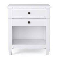 Simpli Home - Carlton SOLID WOOD 24 inch Wide Transitional Bedside Nightstand Table in - White - Front_Zoom