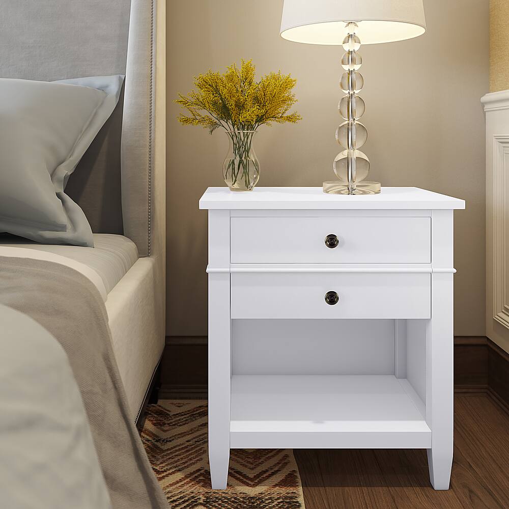 Alt View 11. Simpli Home - Carlton SOLID WOOD 24 inch Wide Transitional Bedside Nightstand Table in White - White.