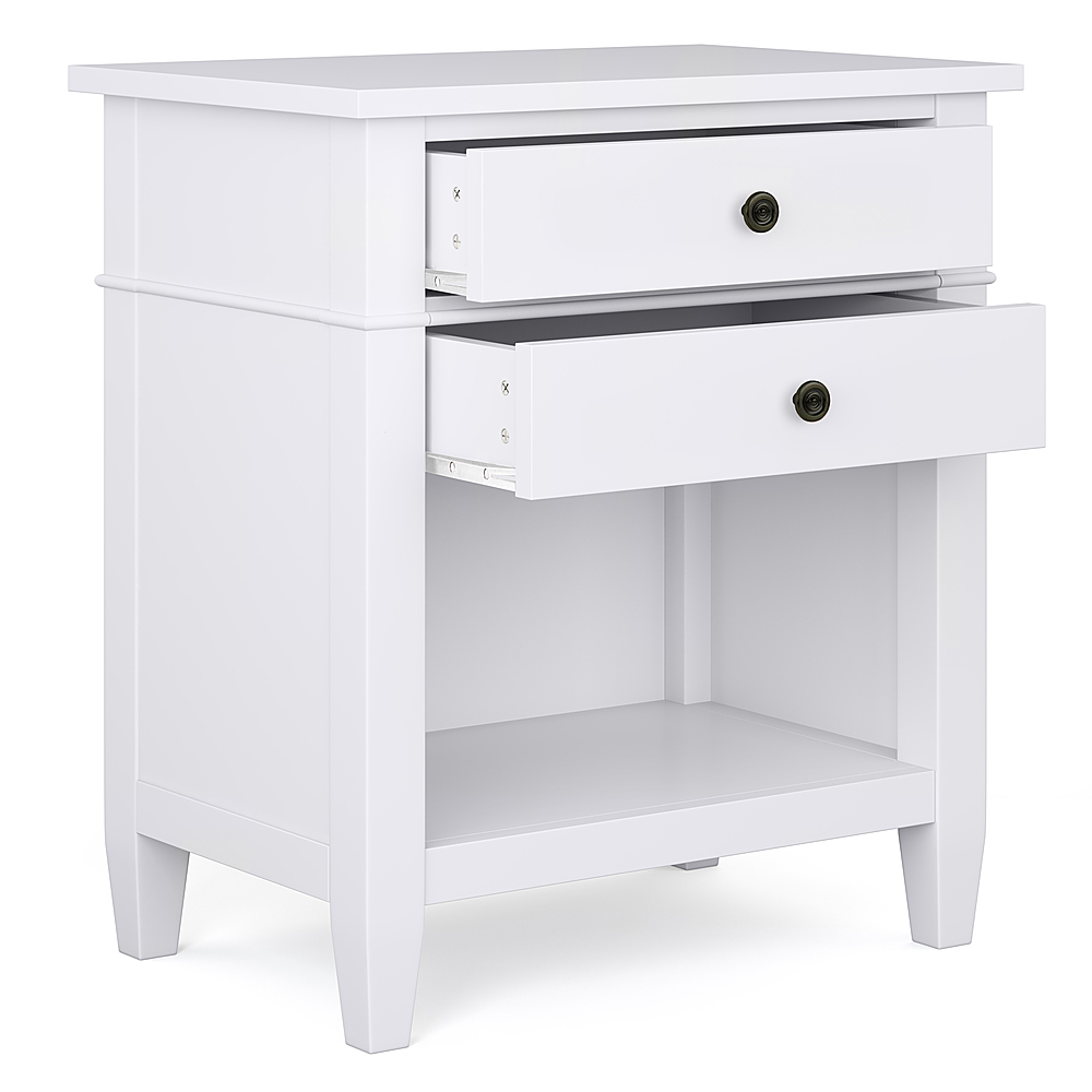 Left View: Simpli Home - Carlton SOLID WOOD 24 inch Wide Transitional Bedside Nightstand Table in - White