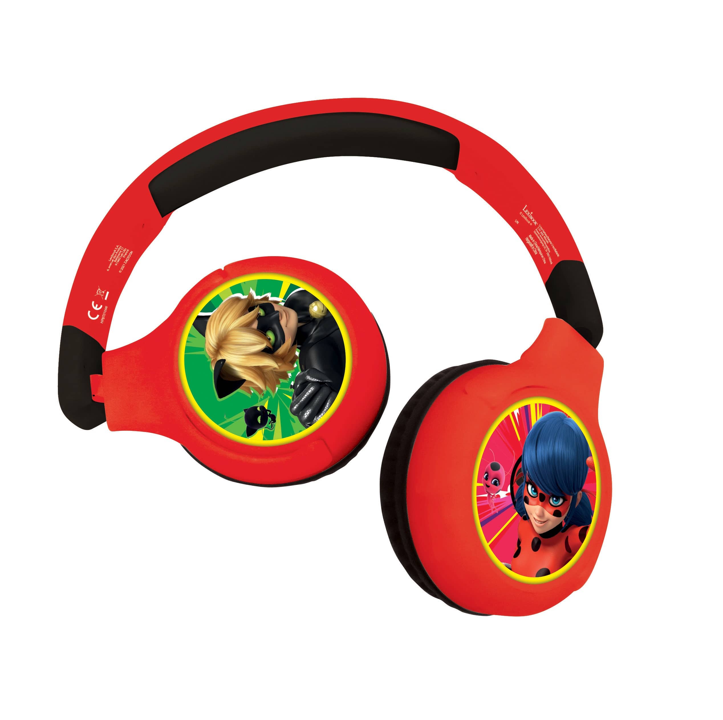 Lexibook - Miraculous 2-in-1 Bluetooth Foldable Headphones with Safe Volume for Kids
