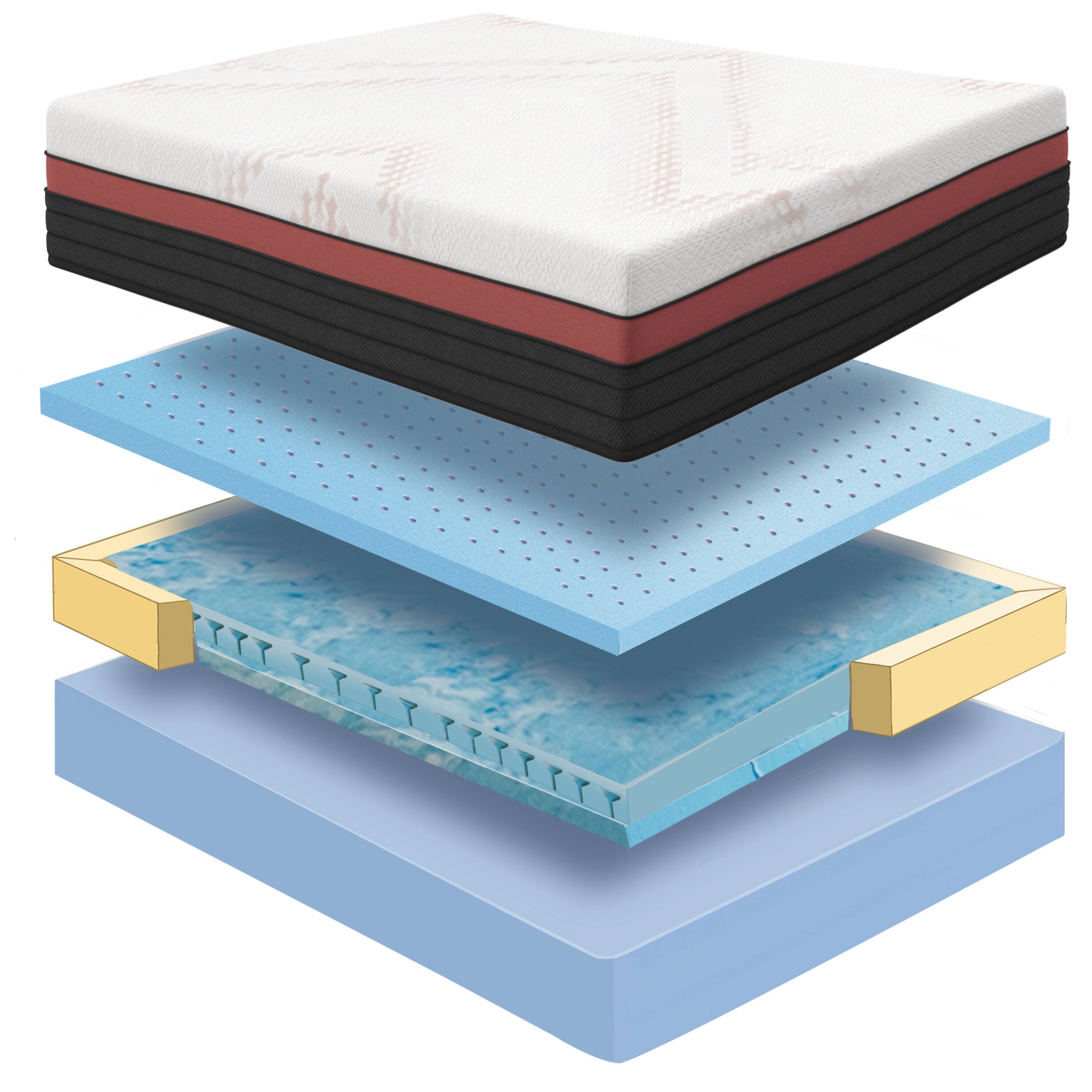 Alt View 6. Nautica - 14" Niagra Gel Memory Foam Mattress w/Copper - WHITE/BLACK.