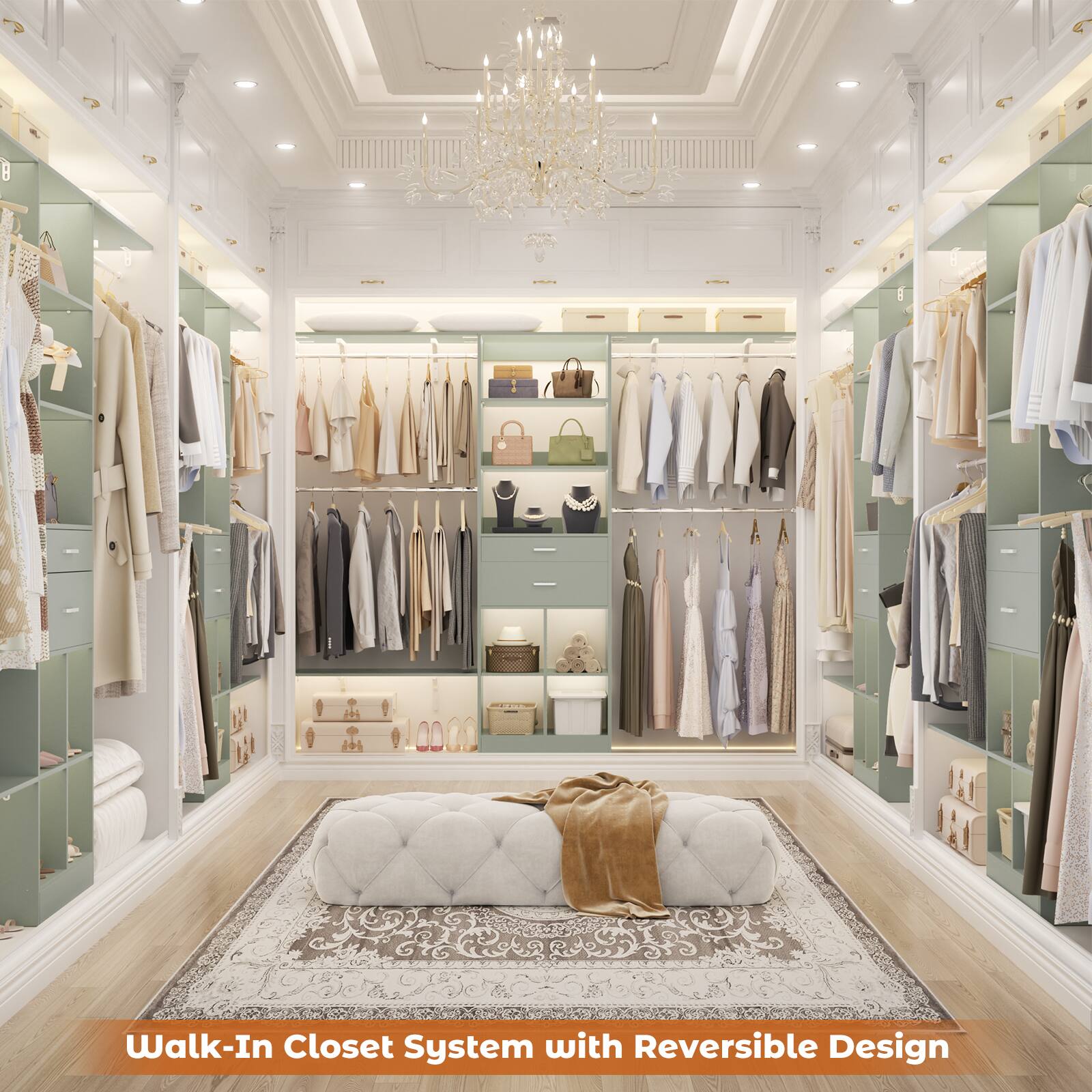 Walk-In Closet System with Reversible Design