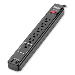 Tripp Lite - TLP606USBB Protect It! 6 ft. Cord 6 AC Outlets/2 USB Ports 990 J Surge Protector - Black