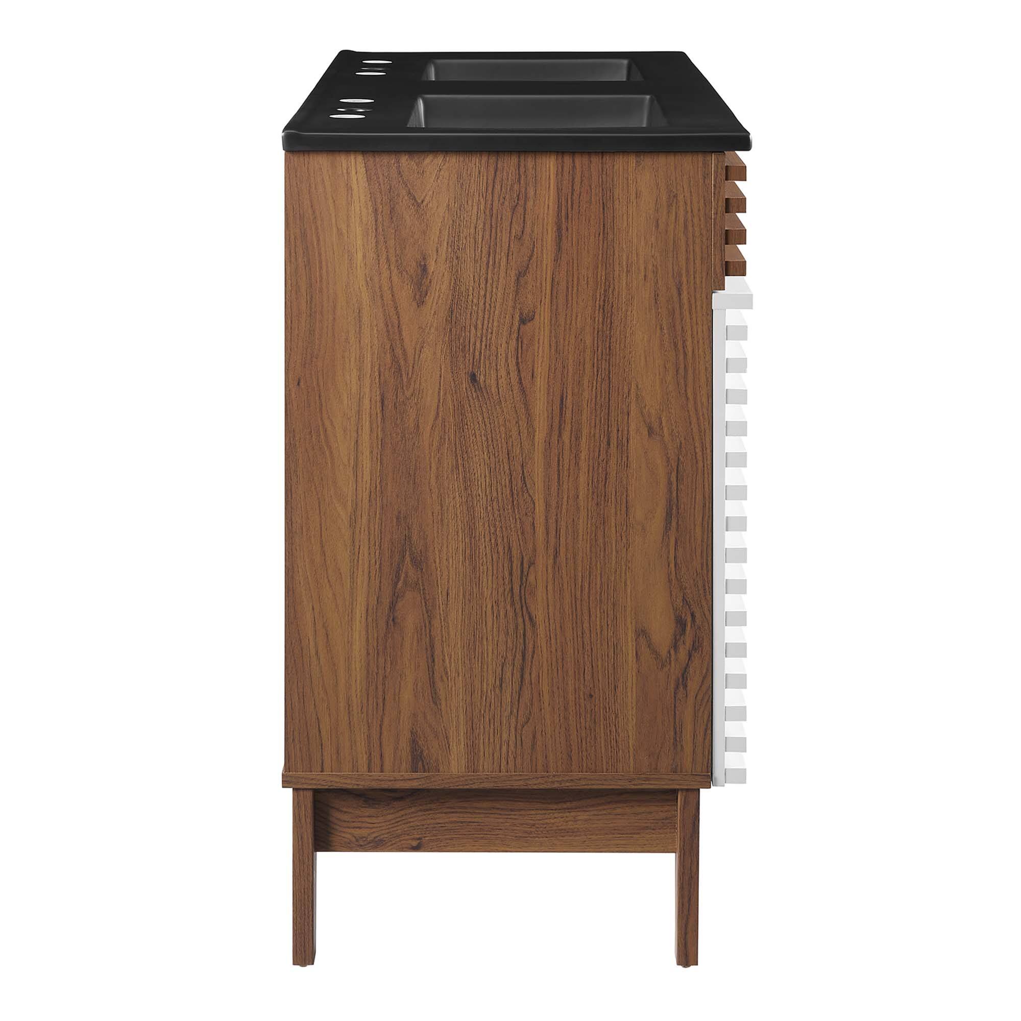 Alt View 1. Modway - Render 48" Bathroom  Vanity with Black Basin Included - White Walnut Black.