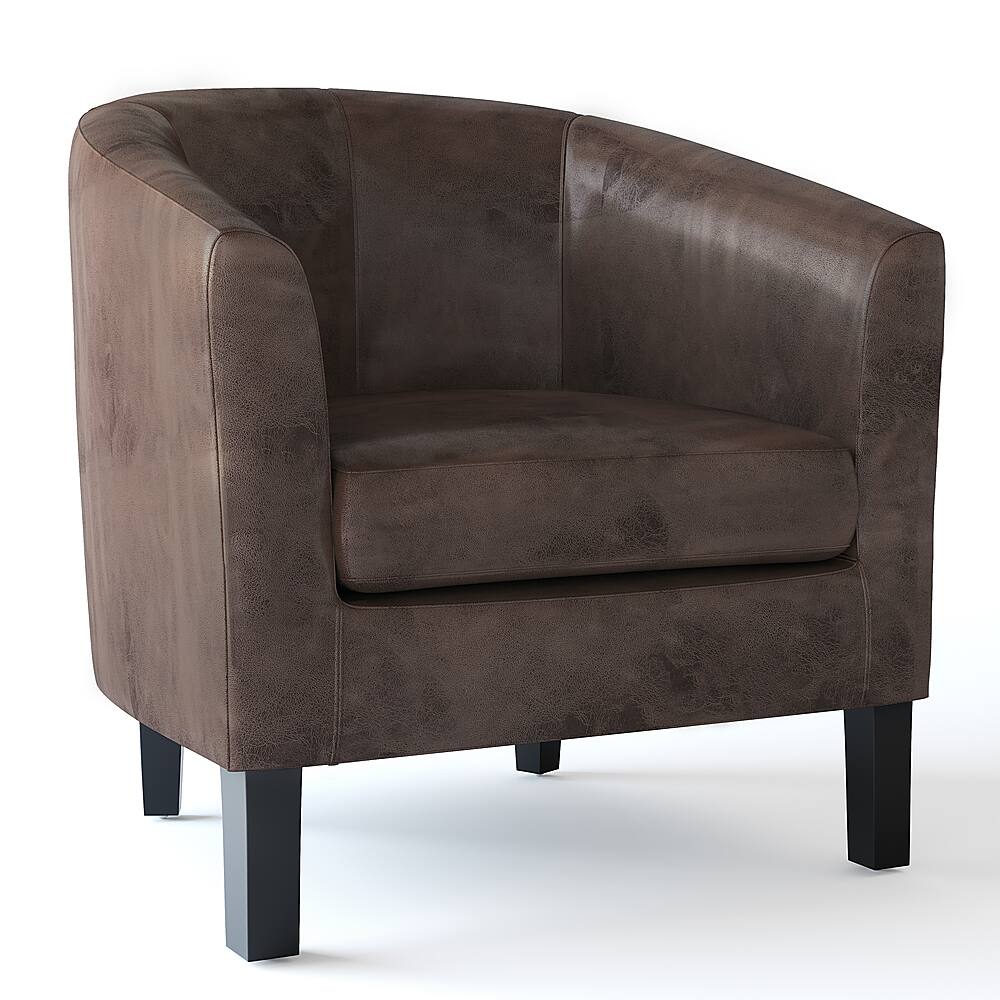 Left View: Simpli Home - Austin 30 inch Wide Tub Chair - Distressed Brown