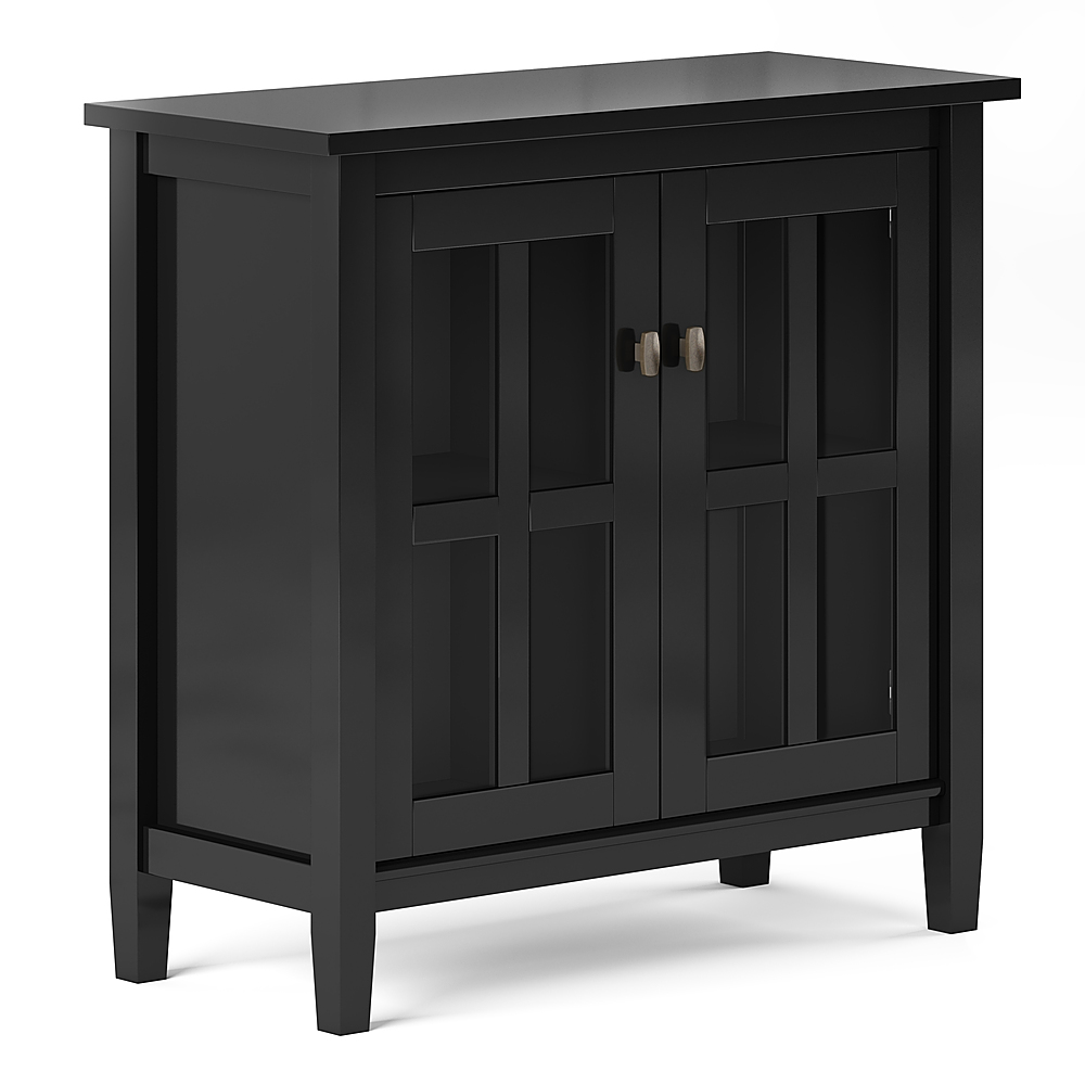 Angle View: Simpli Home - Warm Shaker SOLID WOOD 32 inch Wide Transitional Low Storage Cabinet in - Black