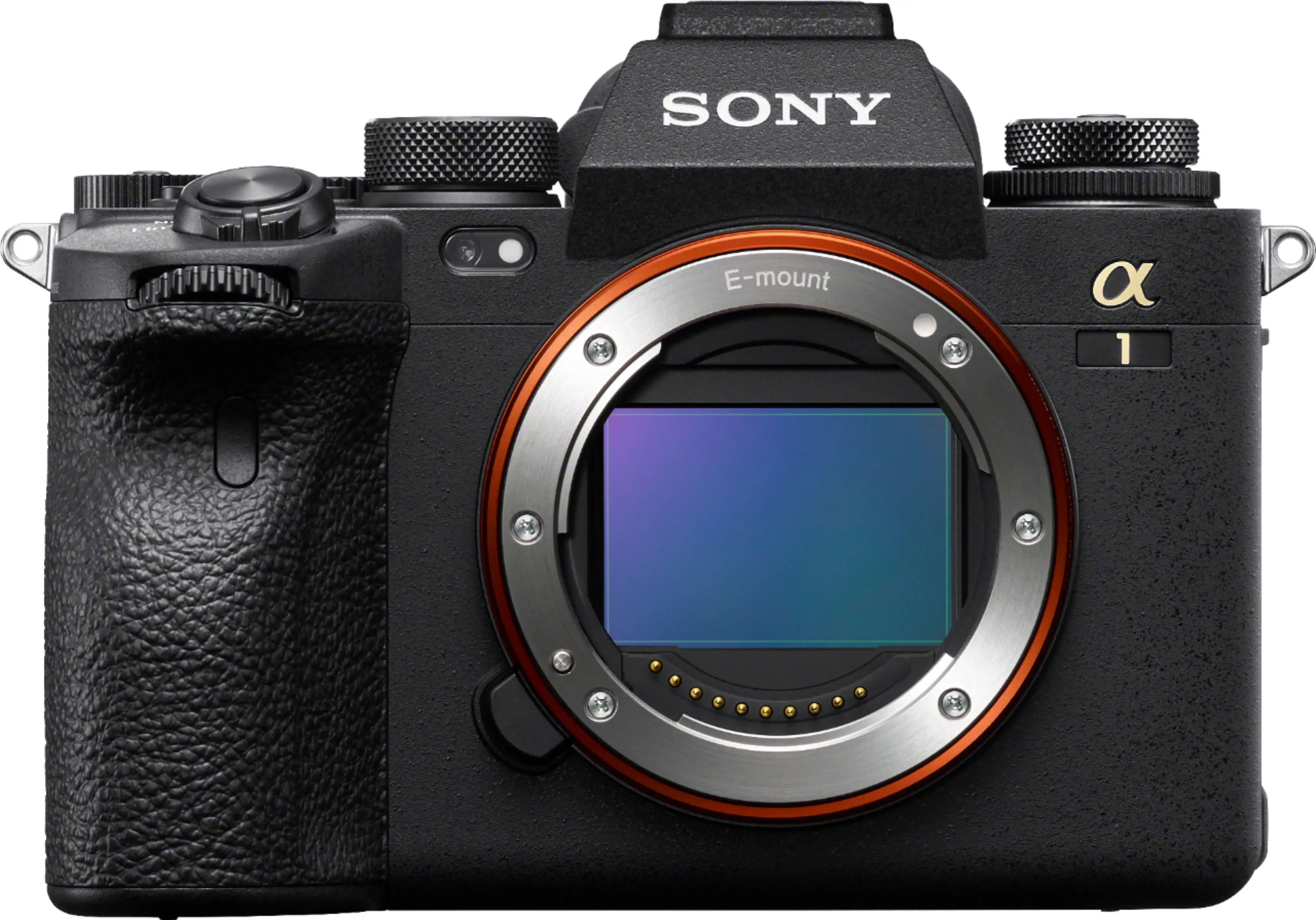 Front. Sony - Alpha 1 Full-Frame Mirrorless Camera - Body Only - Black.