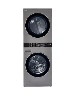 LG - 4.5 Cu. Ft. HE Smart Front Load Washer and 7.4 Cu. Ft. Electric Dryer WashTower with Steam and Built-In Intelligence - Graphite Steel