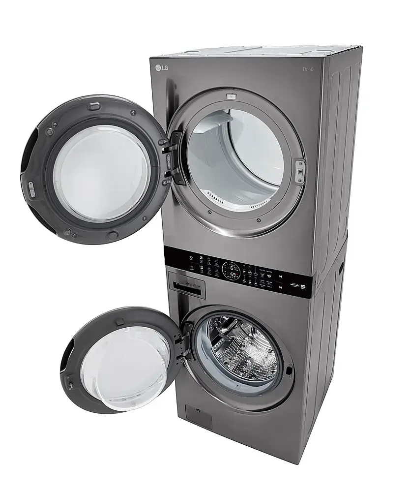 Alt View 15. LG - 4.5 Cu. Ft. HE Smart Front Load Washer and 7.4 Cu. Ft. Electric Dryer WashTower with Built-In Intelligence - Graphite Steel.