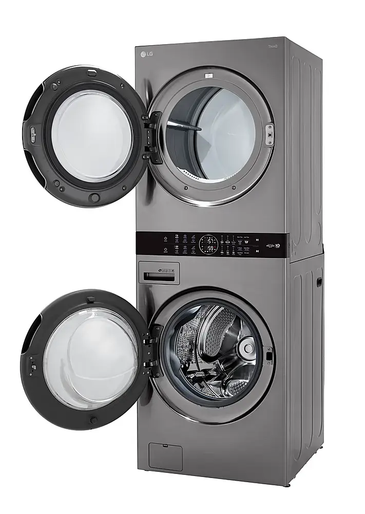 Alt View 18. LG - 4.5 Cu. Ft. HE Smart Front Load Washer and 7.4 Cu. Ft. Electric Dryer WashTower with Built-In Intelligence - Graphite Steel.