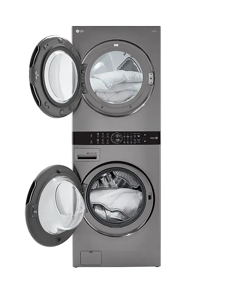 Alt View 22. LG - 4.5 Cu. Ft. HE Smart Front Load Washer and 7.4 Cu. Ft. Electric Dryer WashTower with Built-In Intelligence - Graphite Steel.