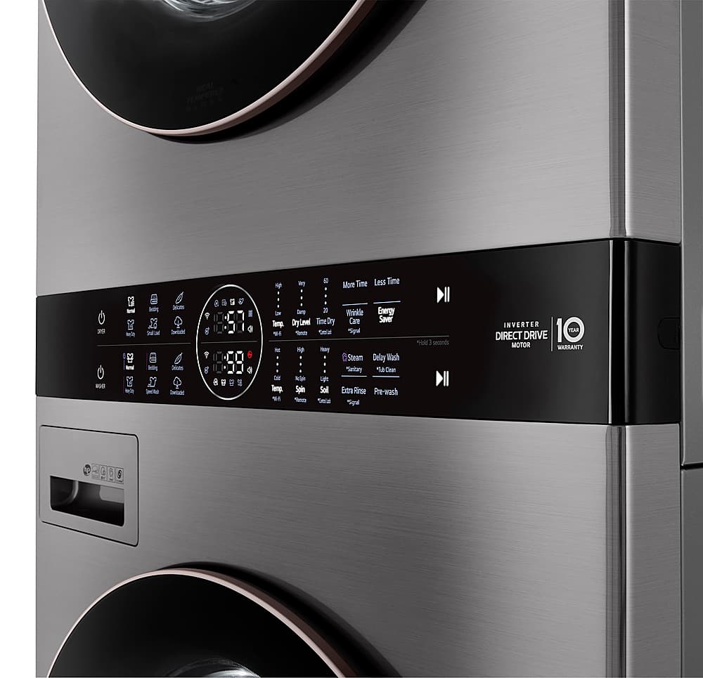 Alt View 28. LG - 4.5 Cu. Ft. HE Smart Front Load Washer and 7.4 Cu. Ft. Electric Dryer WashTower with Built-In Intelligence - Graphite Steel.