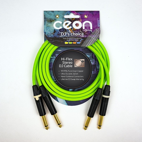 Cordial - Premium DJ Dual/Mono (Black Light) Cable - Green