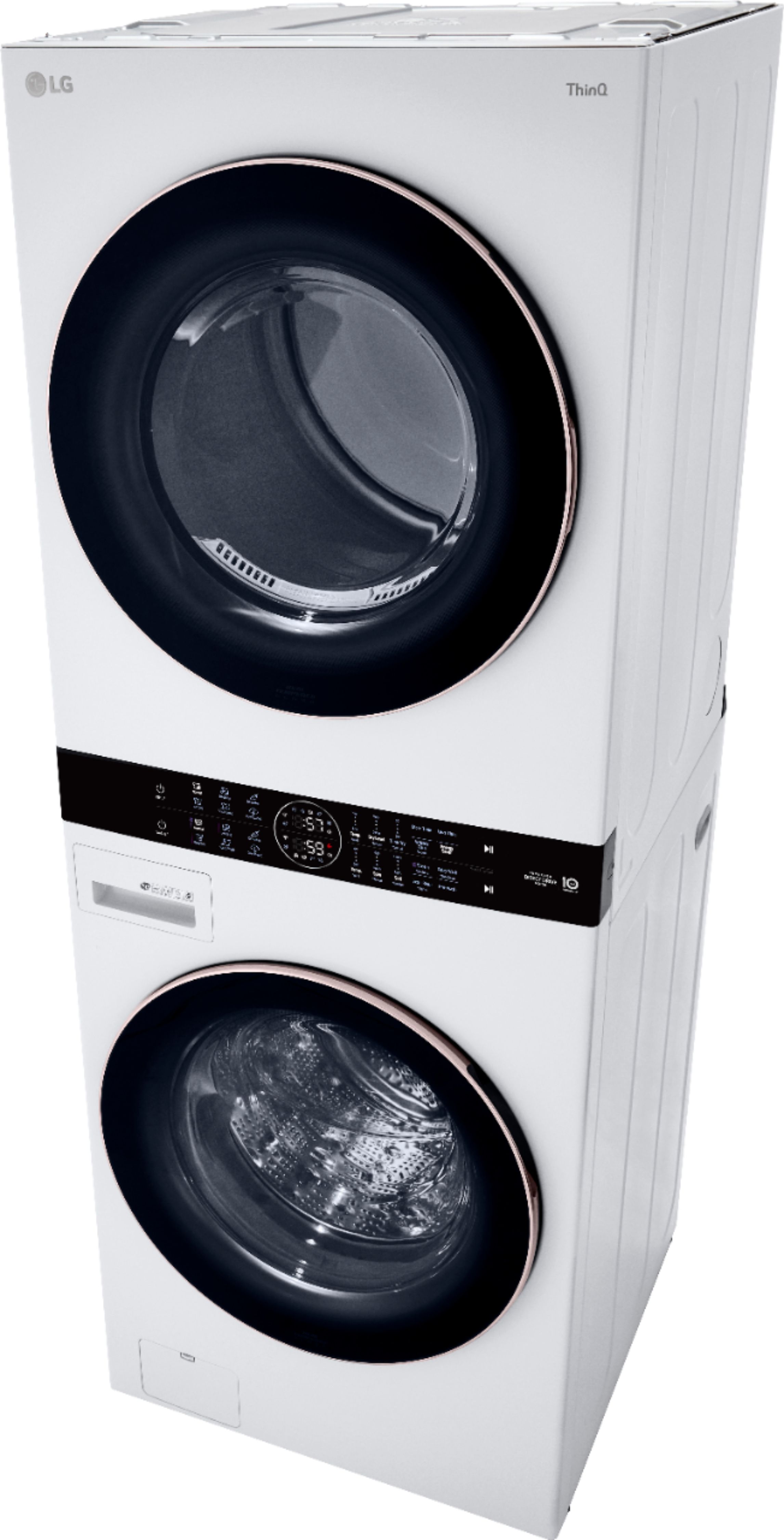 Angle View: LG - 4.5 Cu. Ft. HE Smart Front Load Washer and 7.4 Cu. Ft. Electric Dryer WashTower with Built-In Intelligence - White