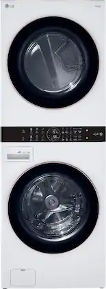 LG - 4.5 Cu. Ft. HE Smart Front Load Washer and 7.4 Cu. Ft. Electric Dryer WashTower with Steam and Built-In Intelligence - White