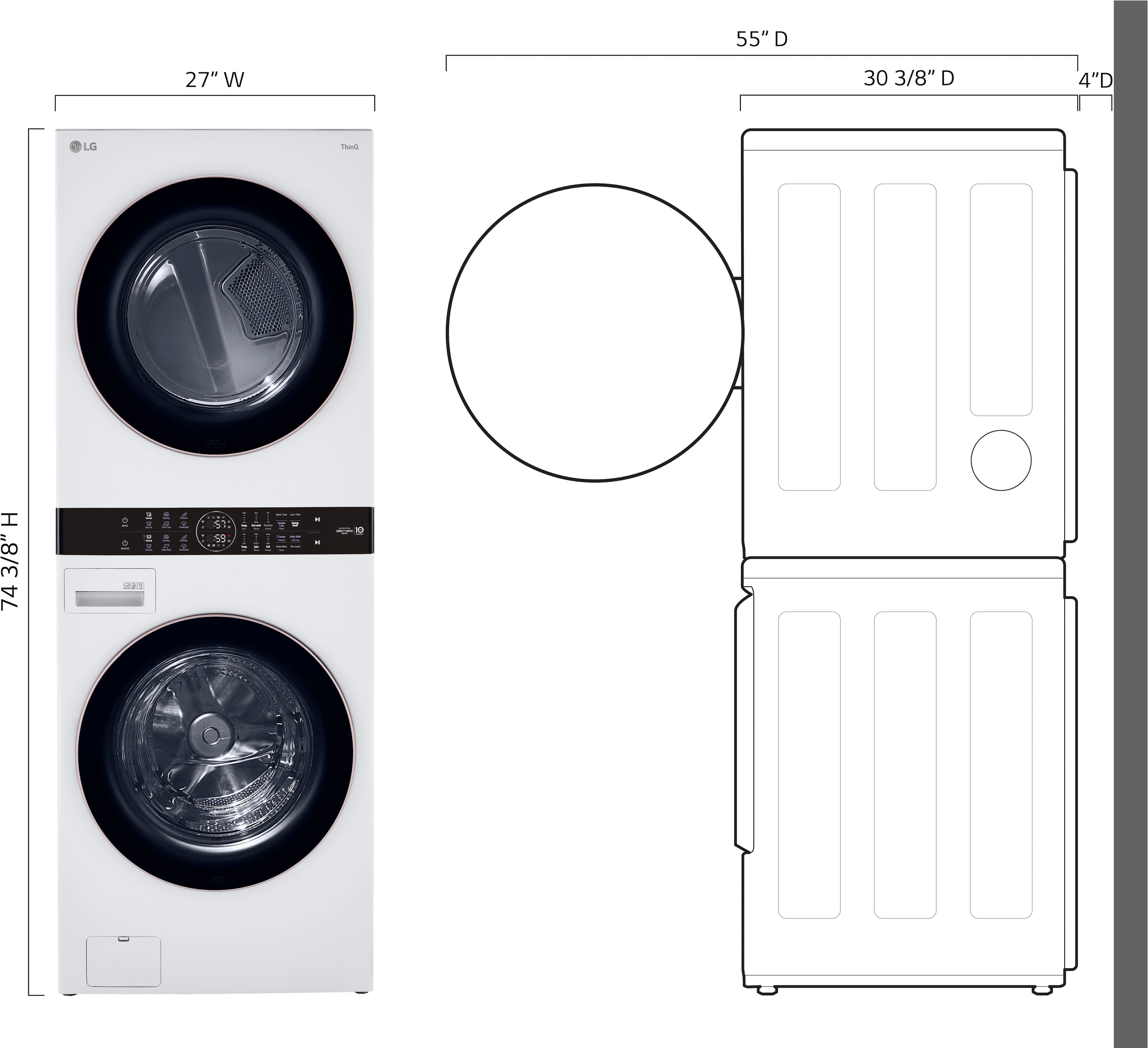 Left. LG - 4.5 Cu. Ft. HE Smart Front Load Washer and 7.4 Cu. Ft. Electric Dryer WashTower with Steam and Built-In Intelligence - White.