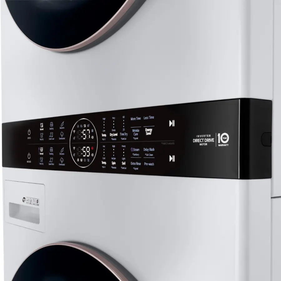Alt View 28. LG - 4.5 Cu. Ft. HE Smart Front Load Washer and 7.4 Cu. Ft. Electric Dryer WashTower with Built-In Intelligence - White.