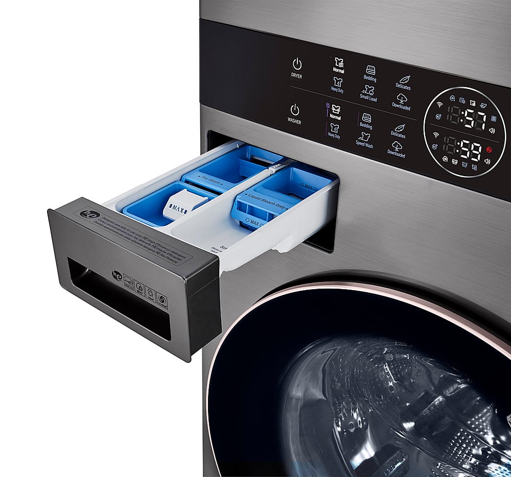 Alt View 28. LG - 4.5 Cu. Ft. HE Smart Front Load Washer and 7.4 Cu. Ft. Gas Dryer WashTower with Built-In Intelligence - Graphite Steel.