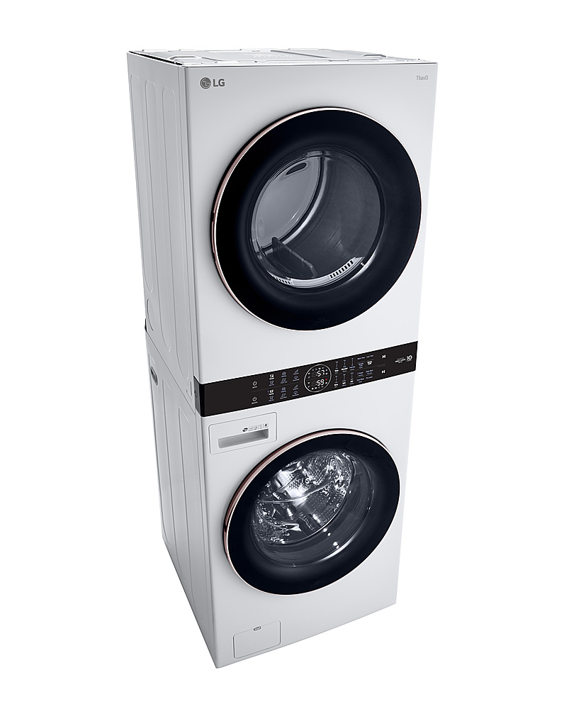 Angle View: LG - 4.5 Cu. Ft. HE Smart Front Load Washer and 7.4 Cu. Ft. Gas Dryer WashTower with Built-In Intelligence - White