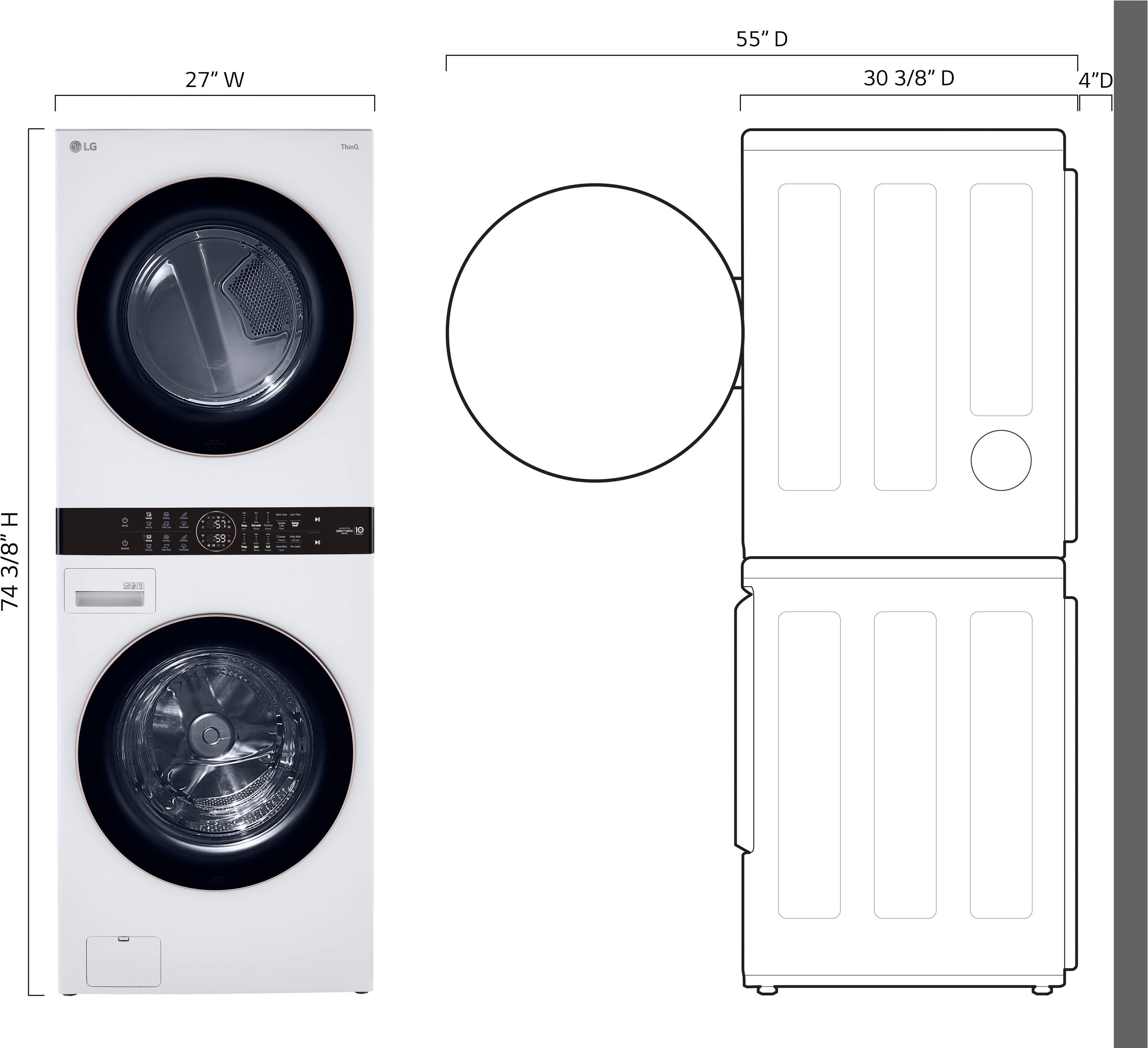Left. LG - 4.5 Cu. Ft. HE Smart Front Load Washer and 7.4 Cu. Ft. Gas Dryer WashTower with Built-In Intelligence - White.