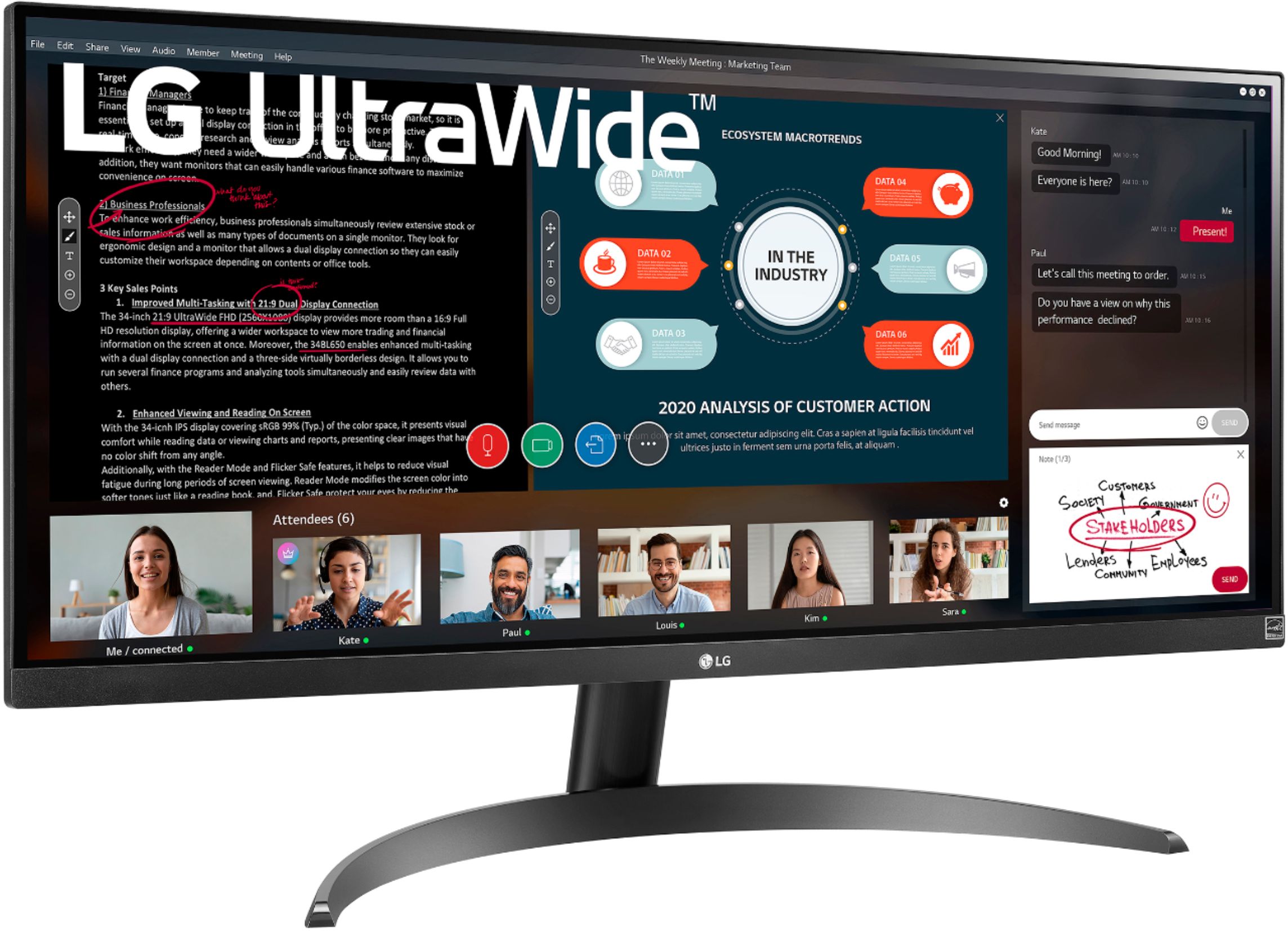 Angle View: LG 29” UltraWide Full HD HDR Monitor with FreeSync