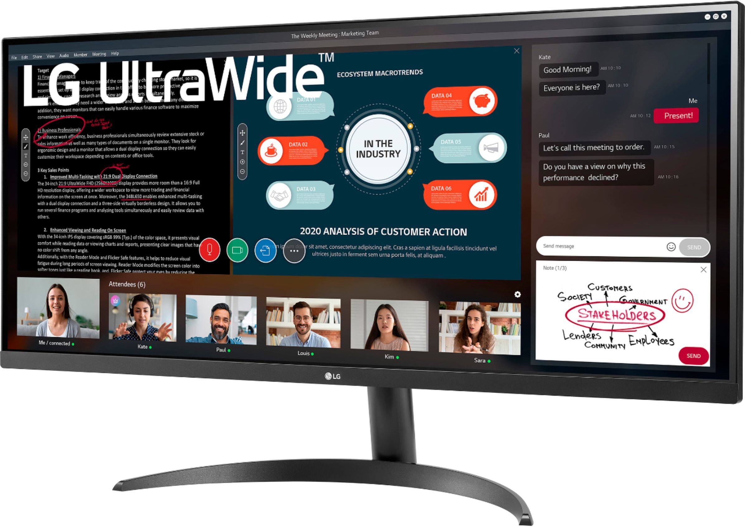 LG 34WP65CB 34 inch Curved UltraWide QHD HDR FreeSync Premium Monitor 