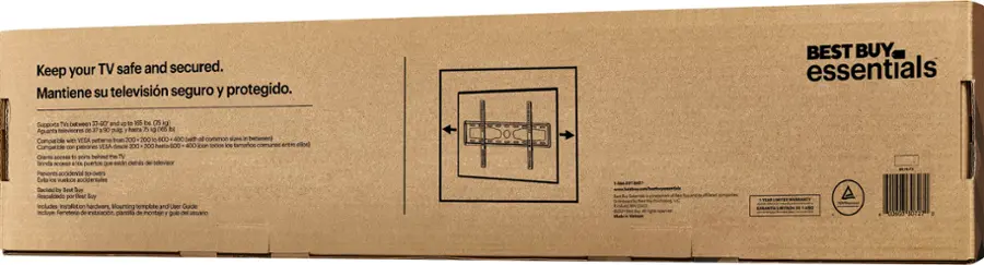 Alt View 17. Best Buy essentials™ - Fixed TV Wall Mount for Most 37–90" TVs - Black.