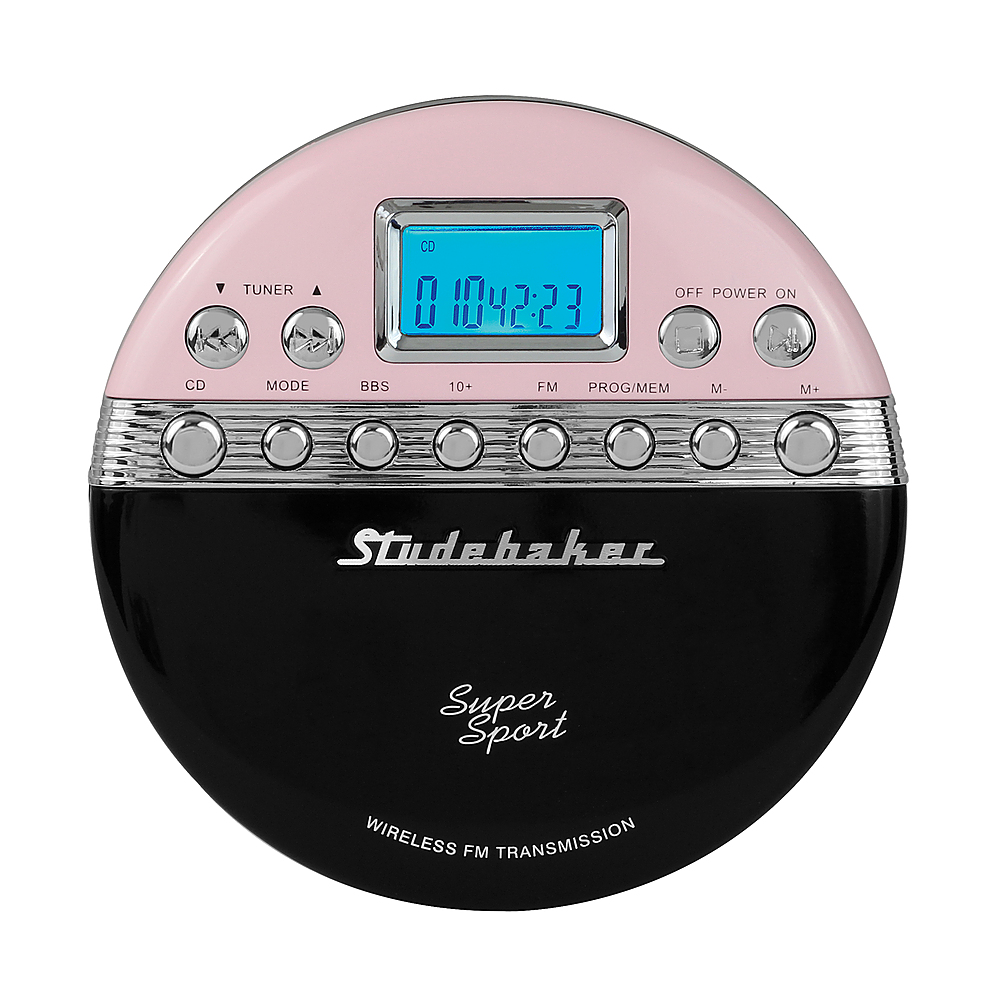 Angle View: Studebaker - Joggable Personal CD Player with Wireless FM Transmission and FM PLL Radio - Pink/Black